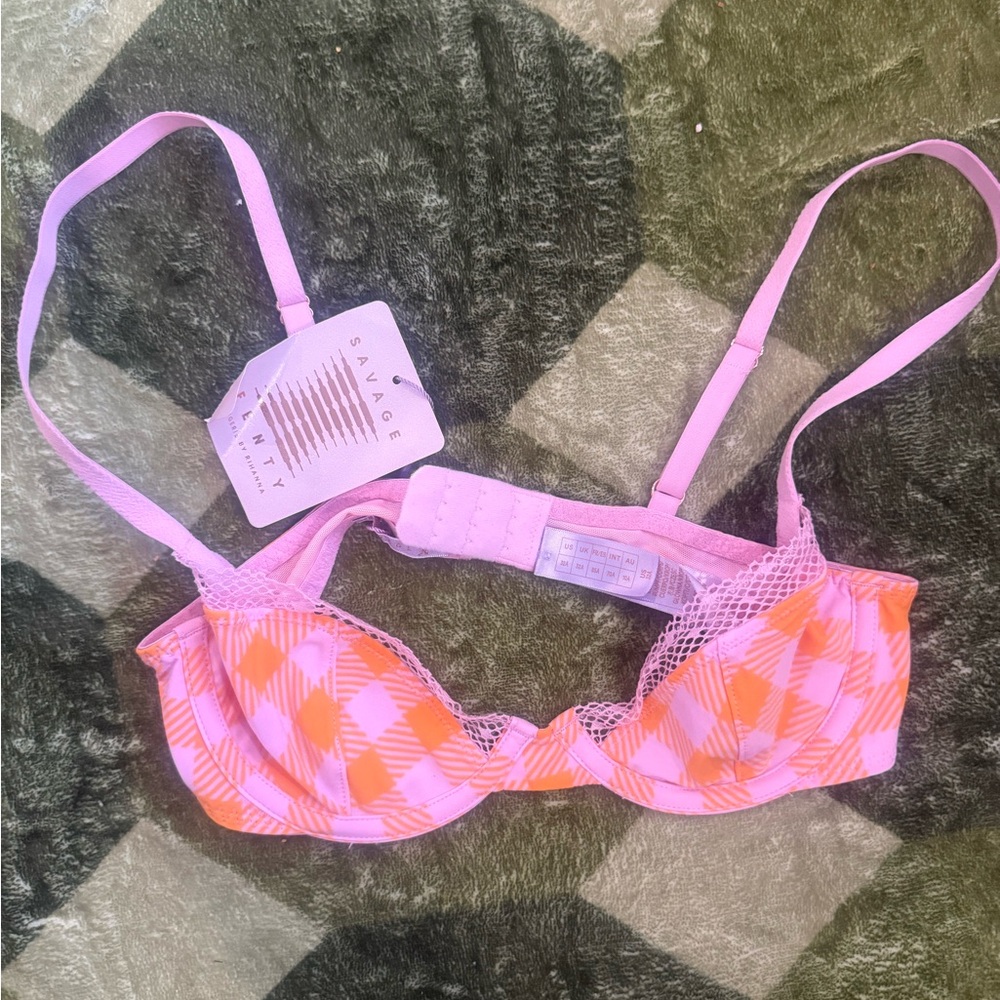 NWT Savage X Fenty Pink & Orange unlined Strappy Bra